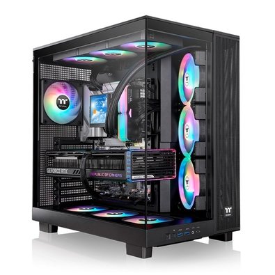 Gabinete Gamer Thermaltake View 380 XL TG, Mid-Tower, 2x Painéis de Vidro, 4x FANs 120mm ARGB, Preto - CA-11E-00M1WN-00