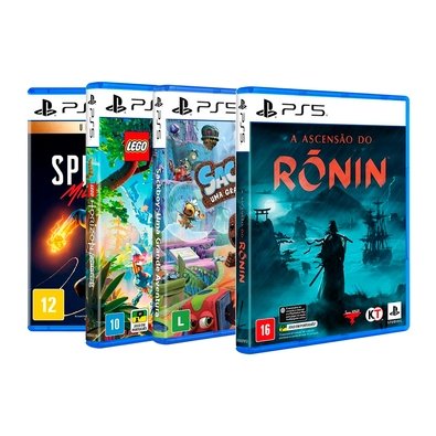 Kit Jogo Sackboy: Uma Grande Aventura + LEGO Horizon Adventures + Spider-Man: Miles Morales Edição Ultimate + A Ascensão do Ronin PS5