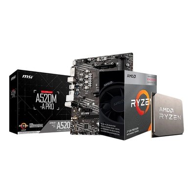 Processador AMD Ryzen 3 3200G + Placa-Mâe MSI A520M-A PRO