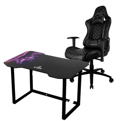 Kit Cadeira Gamer ThunderX3 TGC12 - Preto &amp; Mesa Gamer Hayonik Cyber Siren, RGB, Preto