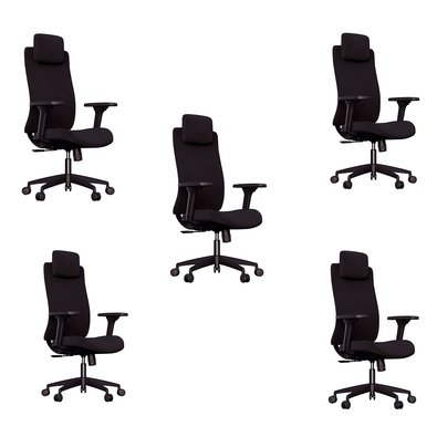 Kit com 5 Cadeiras Office Elements ROI, Até 120kg, Reclinável, Cilindro Classe 4, Nylon, Preto - 71804