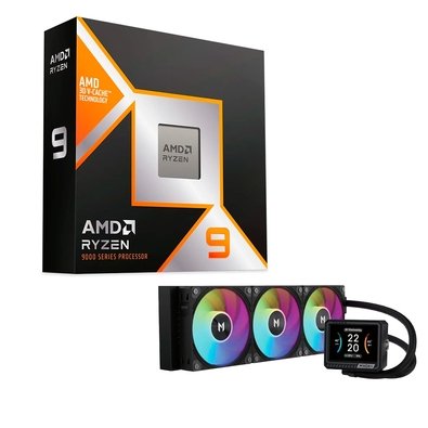 Processador AMD Ryzen 9 9900x3d, 4,4 GHz, (Máx Boos Clock Até 5,5 GHz), Cache 140MB, 12 Núcleos, Threads 24, AM5 - 100-100001368WOF + Water Cooler MACH1 GLACIAL, ARGB, 360mm, AMD e Intel, Preto - IMV360BK