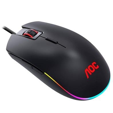 Mouse Gamer AOC GM500 Ambidestro, RGB, 5000 DPI, 8 Botões - GM500DRBB