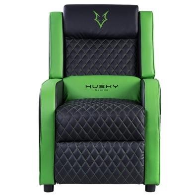 Poltrona Gamer Husky Gaming Storm, Preto e Verde, Bolsos Laterais, Reclinável, Descanso Para Pernas Retrátil - HGMA059