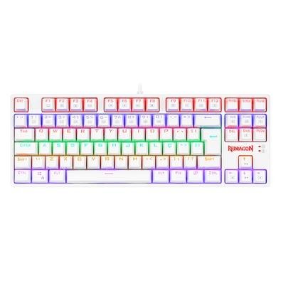 Teclado Mecanico Gamer Redragon Daksa Lunar White, Rainbow, USB, Switch Red, Compacto, ABNT2, Branco - K576W-R (PT-RED)