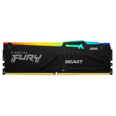 Memória Kingston Fury Beast RGB, 8GB, 5200MHz, DDR5, CL40, para Intel XMP, Preto - KF552C40BBA-8