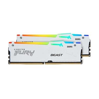 Memória Kingston Fury Beast, RGB, 64GB (2x32GB), 6000MHz, DDR5, CL40,para Intel XMP, Branco - KF560C40BWAK2-64