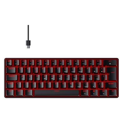 Teclado Mecânico Gamer Hyrax Thunder HCK61, LED Vermelho, USB-C, Switch Blue, 100% anti-ghosting, ABNT2 - HCK61B-BLUE-LED