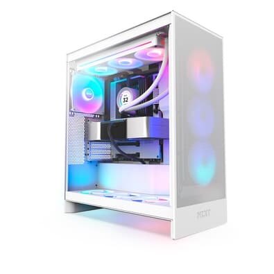 Gabinete Gamer NZXT H7 Flow, Mid-Tower, RGB, E-ATX, Lateral em Vidro Temperado, Com 3 Ventoinhas, Branco - CM-H72FW-R1