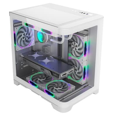 Gabinete Gamer Rise Mode Glass Curvo, M-ATX, Lateral e Frente em Vidro Temperado, Branco - RM-GA-GC-FW
