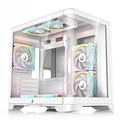 Gabinete Gamer Rise Mode Glass Curvo, M-ATX, Lateral e Frente em Vidro Temperado, Branco - RM-GA-GC-FW