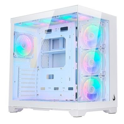 Gabinete Gamer Rise Mode Galaxy Glass Standard V2, Mid Tower, ATX, Lateral e Frontal em Vidro Temperado, Com 10 Ventoinhas, Branco - RM-GA-GGSW2-ARGB