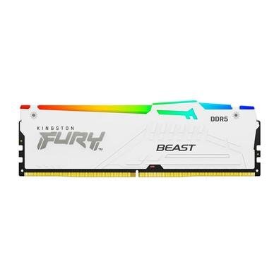 Memória RAM Kingston Fury Beast, RGB, 16GB, 6000MT/s, DDR5, CL30, DIMM, Branco, Expo - KF560C30BWEA-16