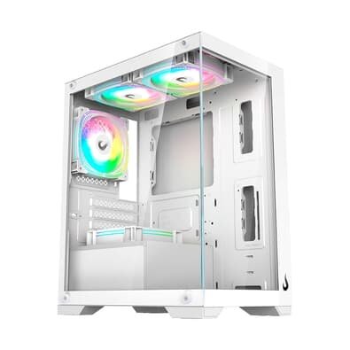Gabinete Gamer Rise Mode Crystal Glass 01, Mid Tower, Lateral e Frontal em vidro, Branco - RM-CA-CY-01-FW