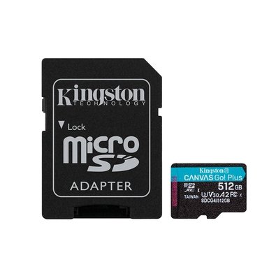 MicroSD Kingston, 512GB, microSDXC Canvas Go Plus, Gen4, com adaptador - SDCG4/512GB