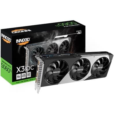 Placa de Video Inno3D RTX 5060 Ti X3 OC Geforce Nvidia, 16GB, 128bits, DLSS 4 - N506T3-16D7X-191073L