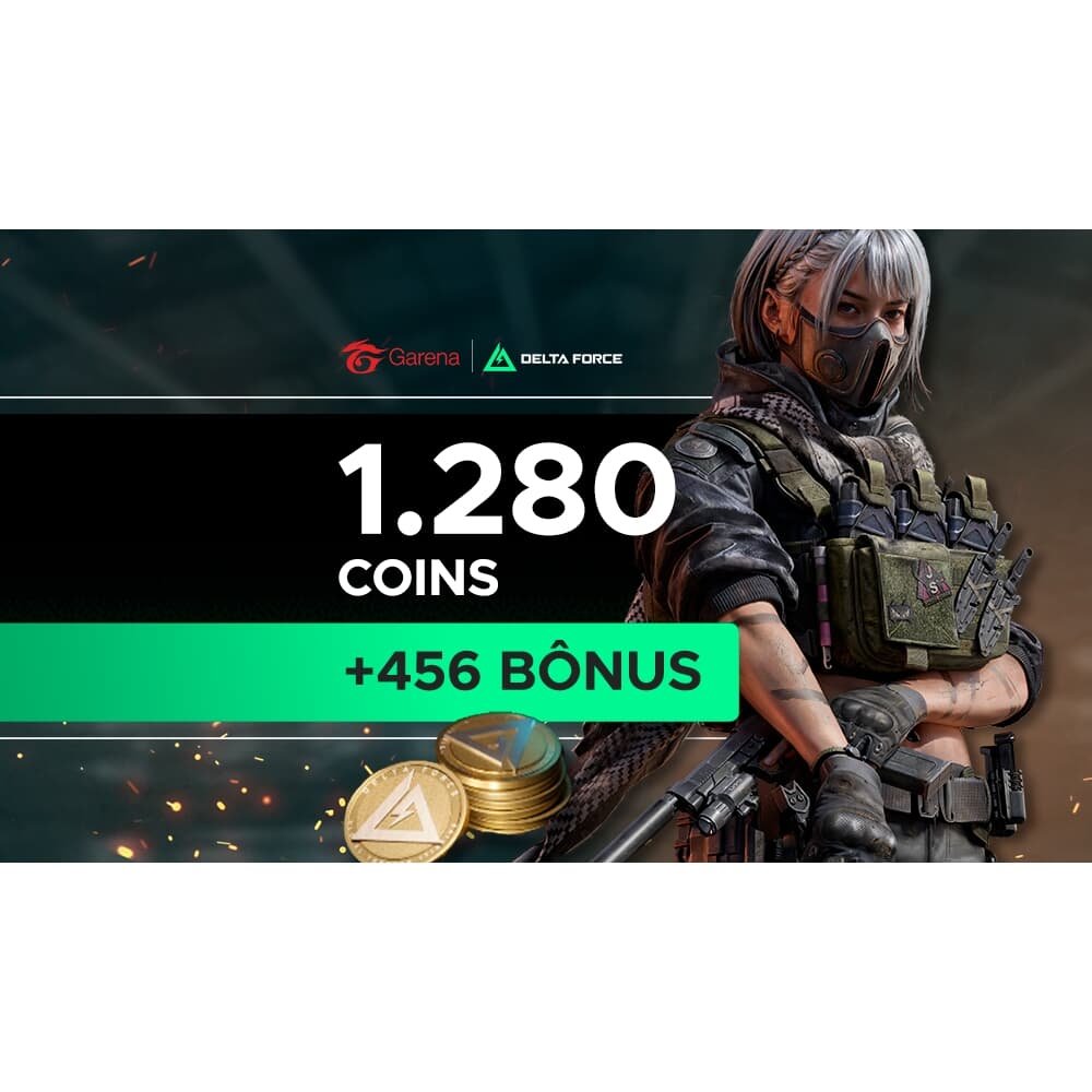 Garena Delta Force - 1.280 Delta Coins + Bônus de 456