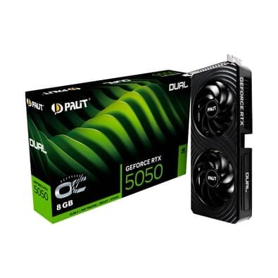 Placa de Vídeo Palit RTX 5050 Dual OC NVIDIA Geforce, 8GB, GDDR6, 2647 MHz, DLSS, Ray Tracing - NE65050S19P1-GB2070D