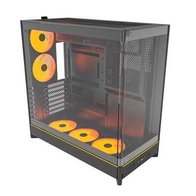 Gabinete Gamer Montech HS02 Pro, Mid-Tower, Vidro Temperado, Com 5X Fans, Preto - HS02PROBK