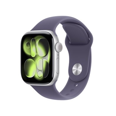 Apple Watch Series 11 GPS, Caixa Prateada de Alumínio de 42 mm, Pulseira Esportiva Roxo-névoa, Tamanho P/M - MEU64AM/A