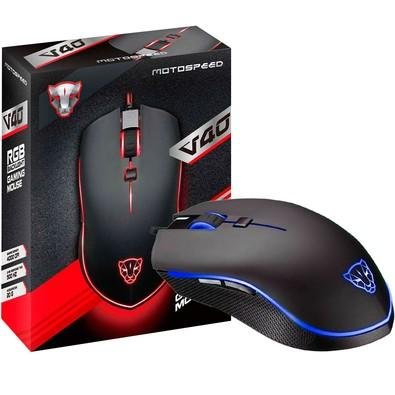 Mouse Gamer Motospeed V40, RGB, 6 Botões, 4000 DPI, Preto - FMSMS0004PTO