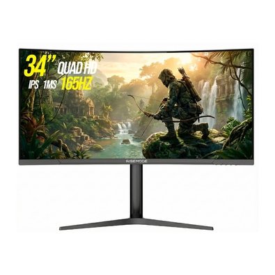 Monitor Gamer Curvo Rise Mode 34", 4K, 165Hz, 1ms, VA, HDMI e DisplayPort, Altura Ajustável, Som Integrado, Preto - RM-MONV01-34C1652K-B