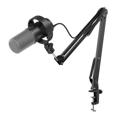 Microfone Dinâmico Fifine K688, Podcast, USB/XLR, Com Braço Articulado, Montagem Contra Choque, Preto - K688CT