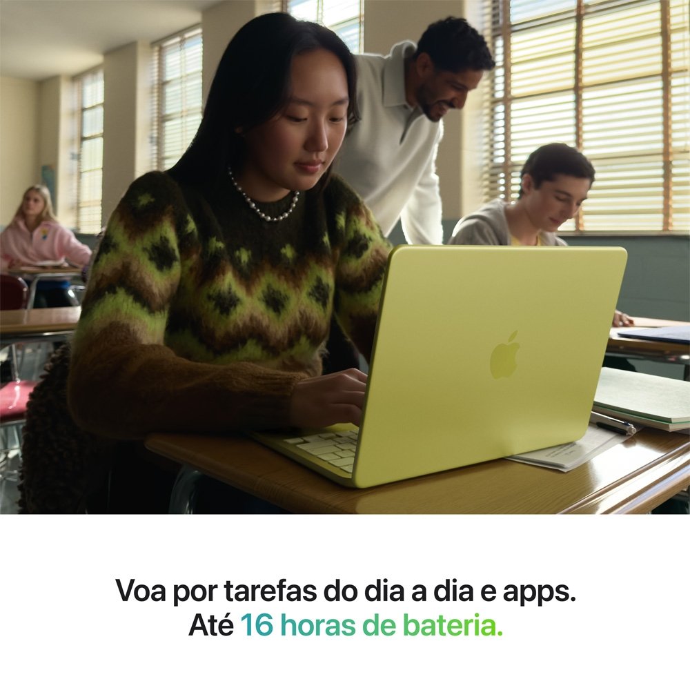 MacBook Neo Apple 13" Chip A18 Pro, CPU de 6 Núcleos, GPU de 5 Núcleos, 512GB Touch ID, Amarelo-cítrico - MHFE4BZ/A