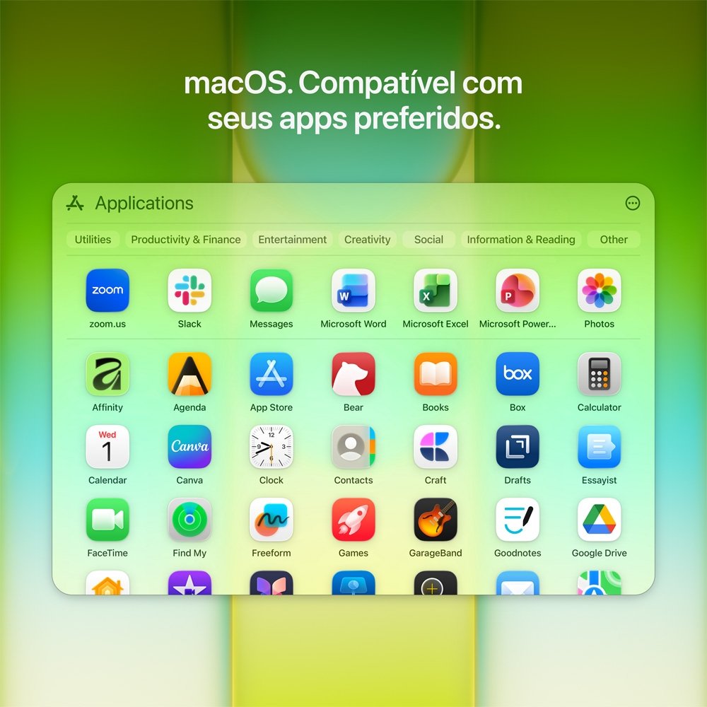 MacBook Neo Apple 13" Chip A18 Pro, CPU de 6 Núcleos, GPU de 5 Núcleos, 512GB Touch ID, Amarelo-cítrico - MHFE4BZ/A