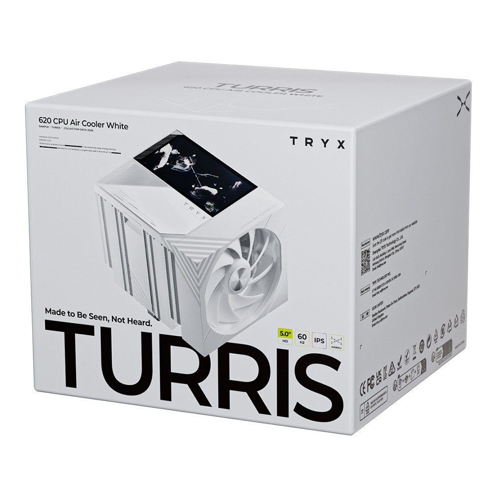 Air Cooler TRYX Turris T620, Dual Tower, Display LCD 5 Polegadas, 6 Heat Pipes, 2 Ventoinhas 120mm, AMD e Intel, Branco - H-T620N-DM2M-G0W