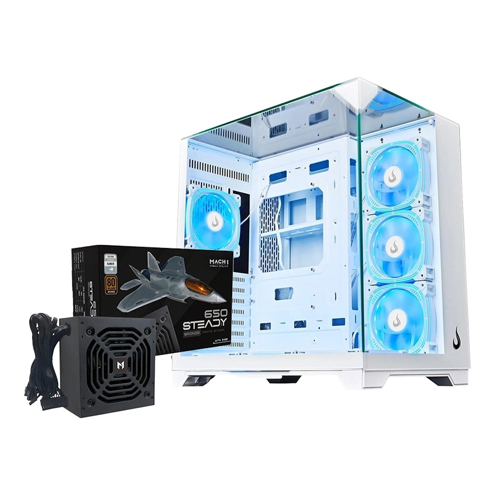 Gabinete Gamer Rise Mode Galaxy Full Glass + Fonte MACH1 Steady, 650W Gabinete Gamer Rise Mode Galaxy Full Glass + Fonte MACH1 Steady, 650W