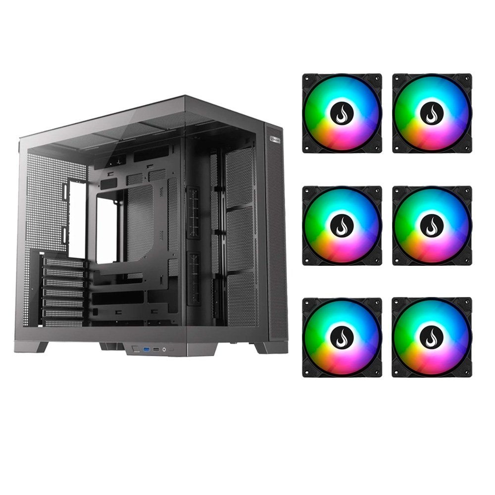 Gabinete Gamer Kalkan Asgard Evo + 2 Kits com 3 Ventoinhas Rise Mode X ARGB Gabinete Gamer Kalkan Asgard Evo + 2 Kits com 3 Ventoinhas Rise Mode X ARGB