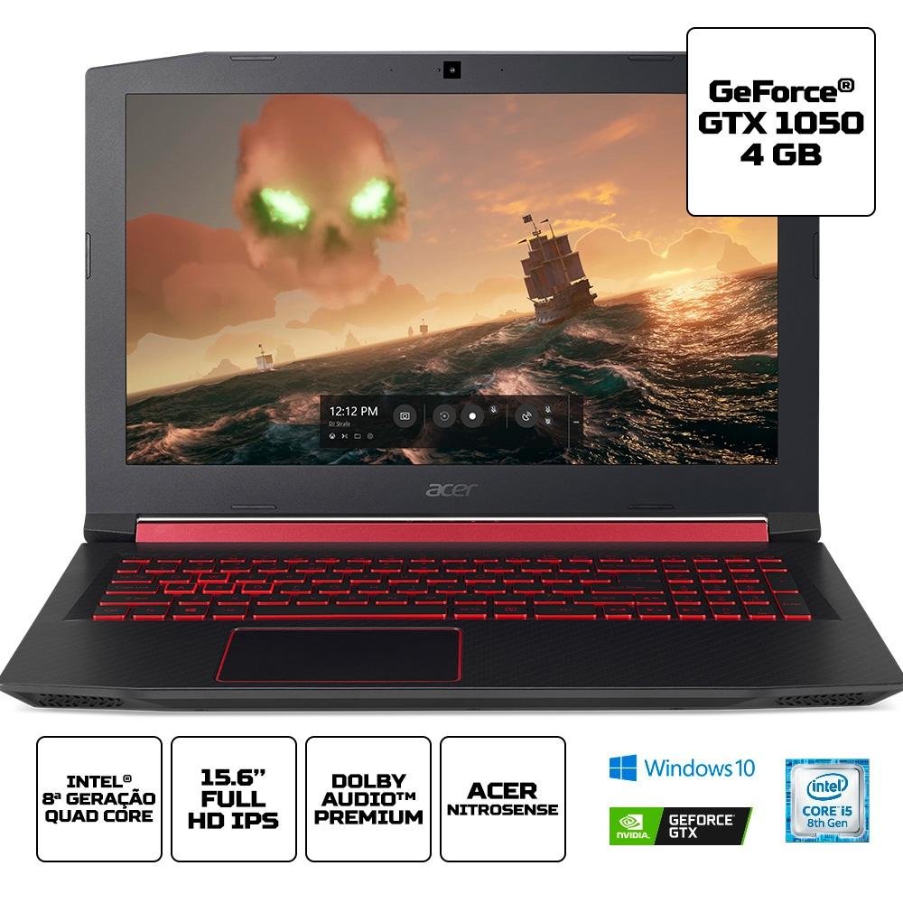 Notebook Gamer Acer Aspire Nitro 5, Intel Core i5-8300H, 8GB, HDD 1TB, SSD 128GB, NVIDIA GeForce GTX 1050 4GB, Windows 10 Home, 15´ - AN515-52-54AM Notebook Gamer Acer Aspire Nitro 5, Intel Core i5-8300H, 8GB, HDD 1TB, SSD 128GB, NVIDIA GeForce GTX 1050 4GB, Windows 10 Home, 15´ - AN515-52-54AM