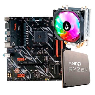 Placa-Mãe Husky Nexus B550 + Processador AMD Ryzen 7 5700X + Air Cooler Gamer Rise Mode Z5