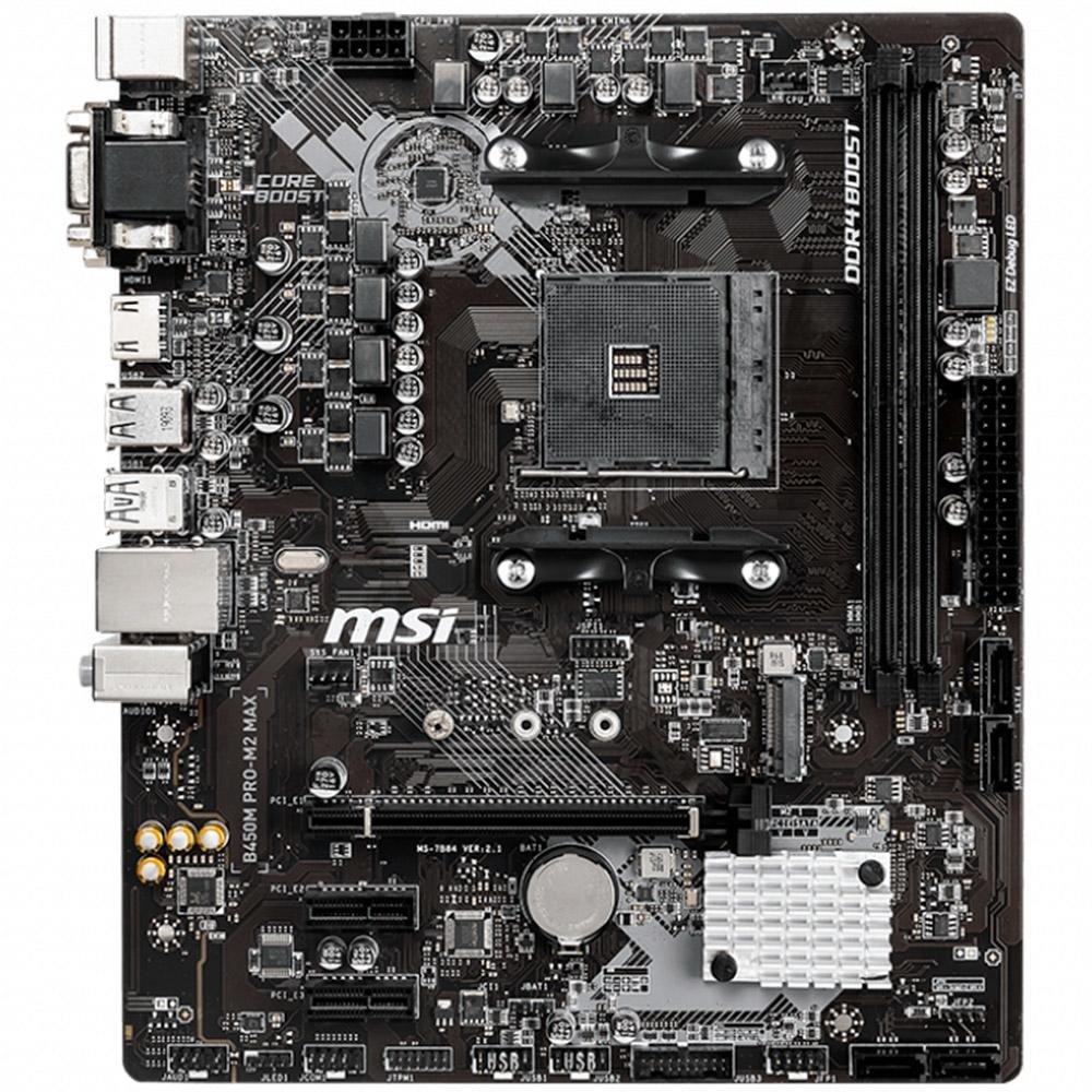 Placa-Mãe MSI B450M Pro-M2 Max, AMD AM4, m-ATX, DDR4, Preto - B450M PRO-M2 MAX Placa-Mãe MSI B450M Pro-M2 Max, AMD AM4, m-ATX, DDR4, Preto - B450M PRO-M2 MAX
