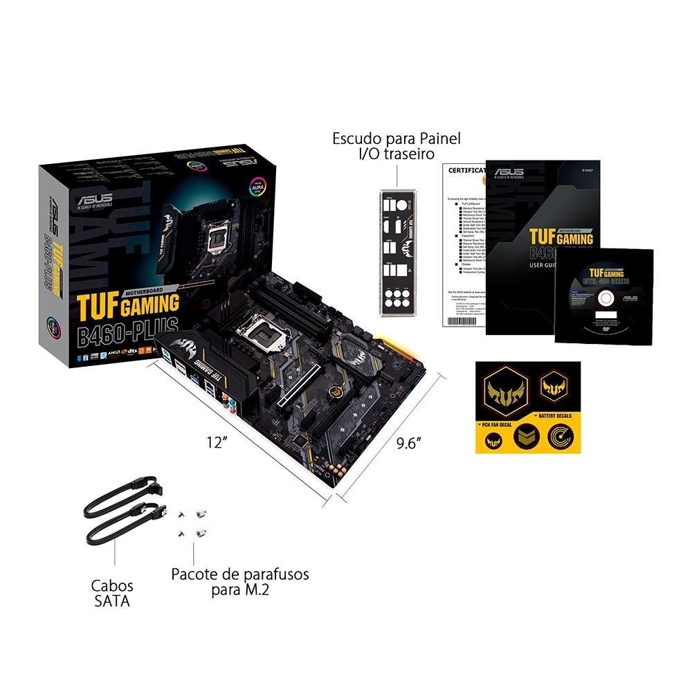 Placa Mãe Asus TUF Gaming B460-Plus, Intel LGA 1200, ATX, DDR4