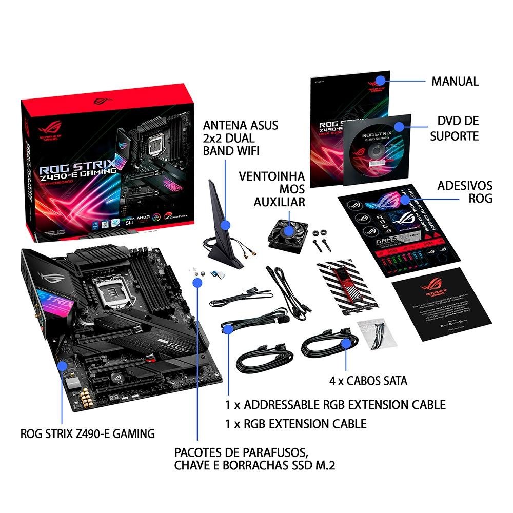 Placa-Mãe Asus ROG Strix Z490-E Gaming, Intel LGA 1200, ATX, DDR4
