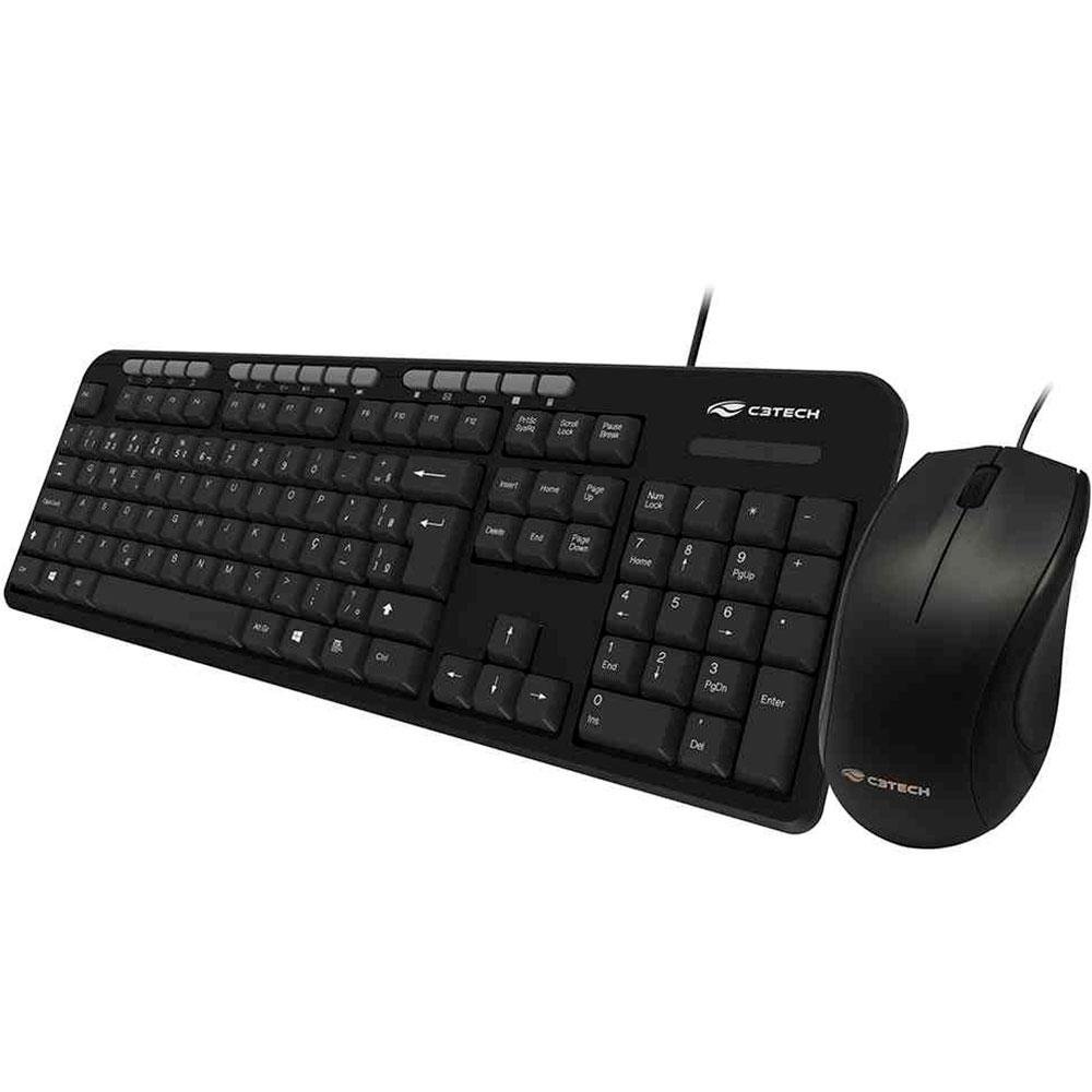 Kit Teclado e Mouse USB Preto, C3TECH KT-200BK