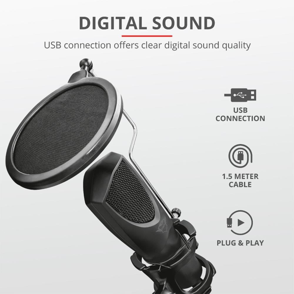 Microfone Gamer GXTrust SGXT 232 Mantis Streaming Podcast, USB - 22656