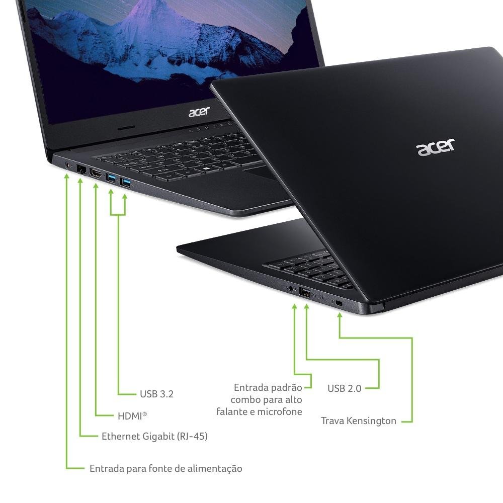 Notebook Acer Aspire 3 AMD Ryzen 3-3250U, 8GB RAM, 1TB, 15.6", Windows 10 Home, - A315-23-R6DJ