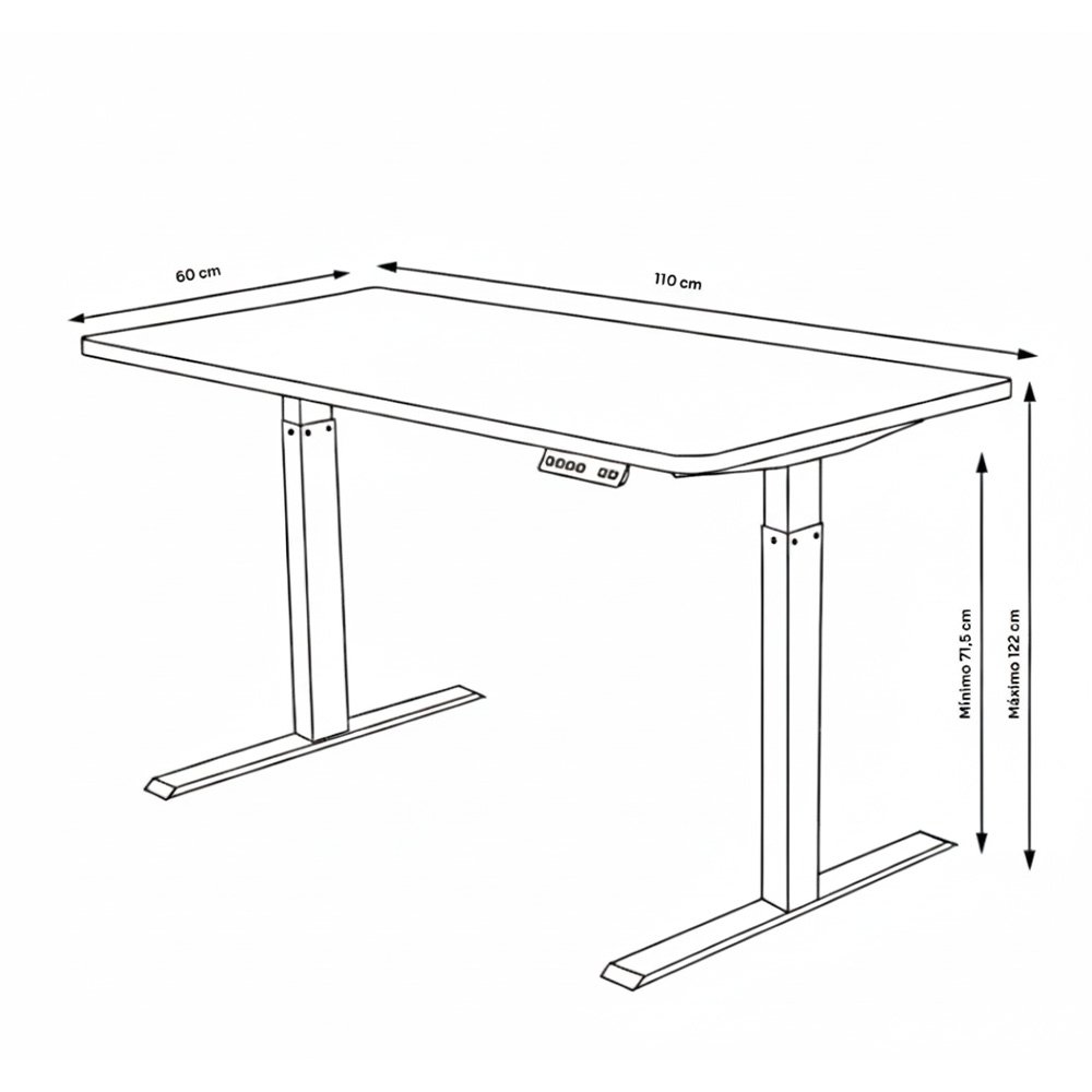 Mesa Office Husky Zenith 900 PRO - Regulagem Elétrica de Altura, Alerta Ergonômico, 4 Memórias, Antiesmagamento, Preta - HDO900PT