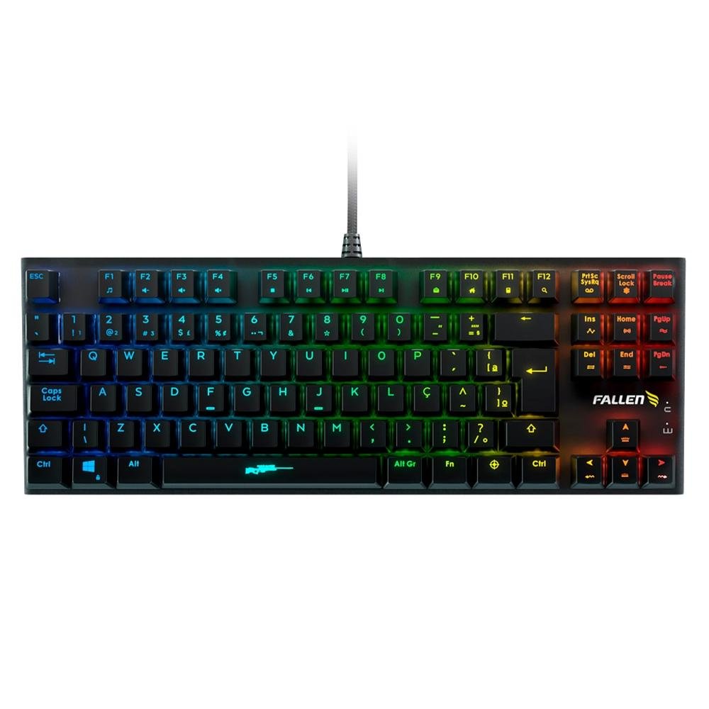 Teclado Gamer Mecânico Fallen Falcãozinho, RGB, Switch Blue, Anti-Ghosting, Preto - TE-FA-FZ-SA Teclado Gamer Mecânico Fallen Falcãozinho, RGB, Switch Blue, Anti-Ghosting, Preto - TE-FA-FZ-SA
