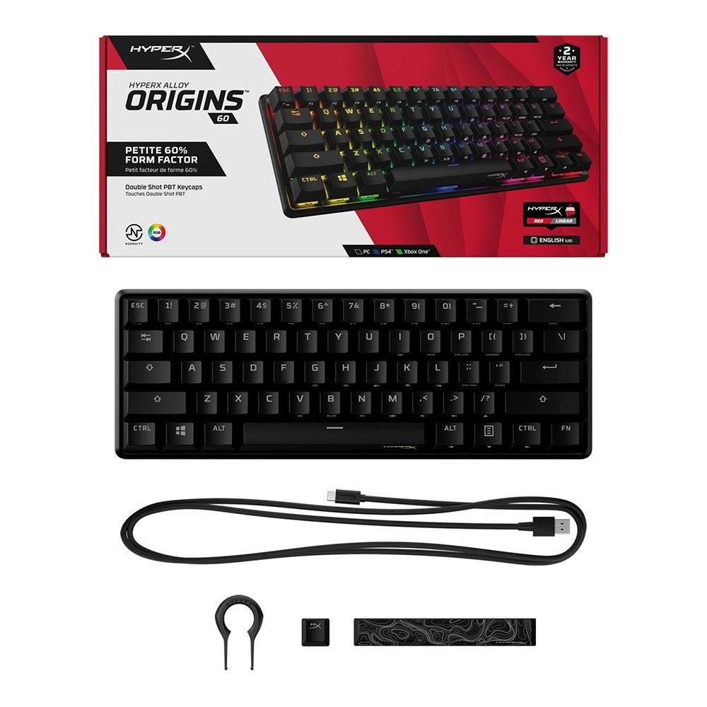 Teclado Mecânico Gamer HyperX Alloy Origins 60%, RGB, USB, HyperX Red Switch, Design Compacto, Anti-Ghosting, US, Preto - 4P5N4AA#ABA Teclado Mecânico Gamer HyperX Alloy Origins 60%, RGB, USB, HyperX Red Switch, Design Compacto, Anti-Ghosting, US, Preto - 4P5N4AA#ABA