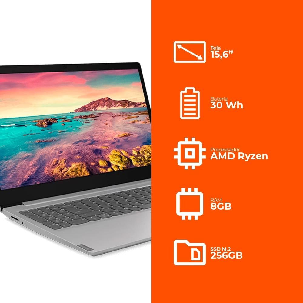 Notebook Lenovo Ideapad S145 Ultrafino, AMD Ryzen 3-3200U, 8GB