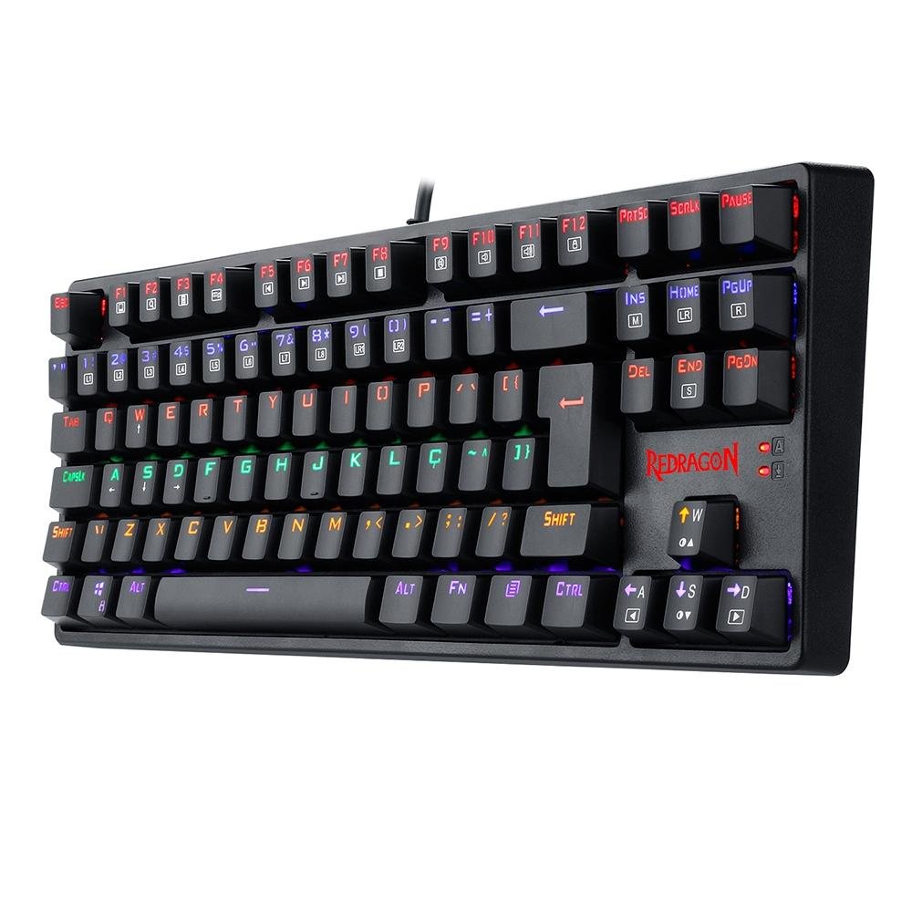 Teclado Mecânico Gamer Redragon Daksa TKL, LED Rainbow, Switch Outemu Brown, Anti-Ghosting, ABNT2, Preto - K576R-1 (PT- BROWN)