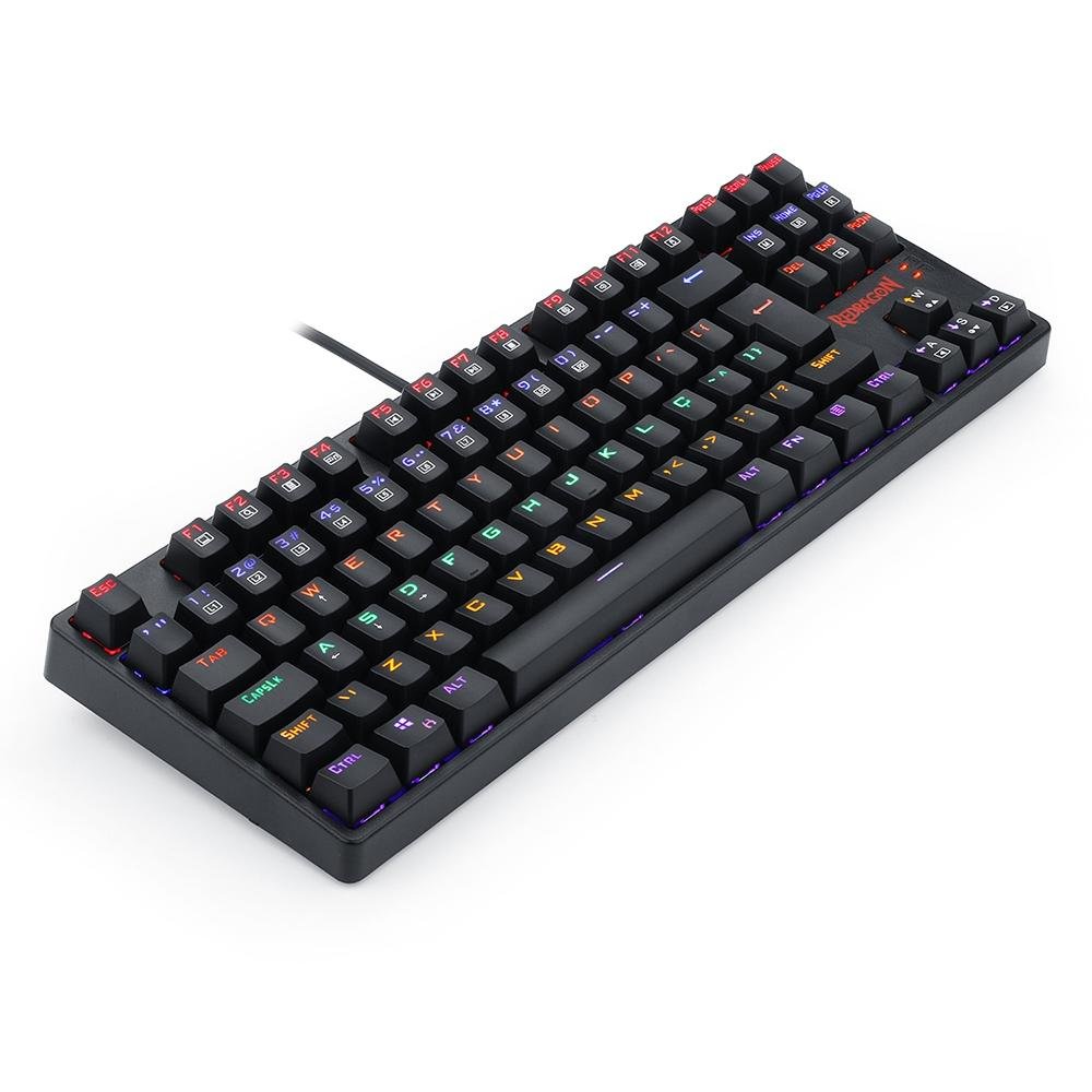Teclado Mecânico Gamer Redragon Daksa TKL, LED Rainbow, Switch Outemu Brown, Anti-Ghosting, ABNT2, Preto - K576R-1 (PT- BROWN)