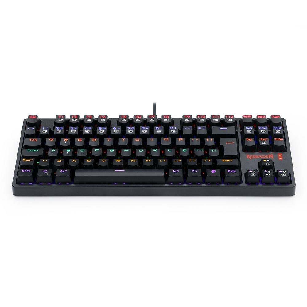 Teclado Mecânico Gamer Redragon Daksa TKL, LED Rainbow, Switch Outemu Brown, Anti-Ghosting, ABNT2, Preto - K576R-1 (PT- BROWN)