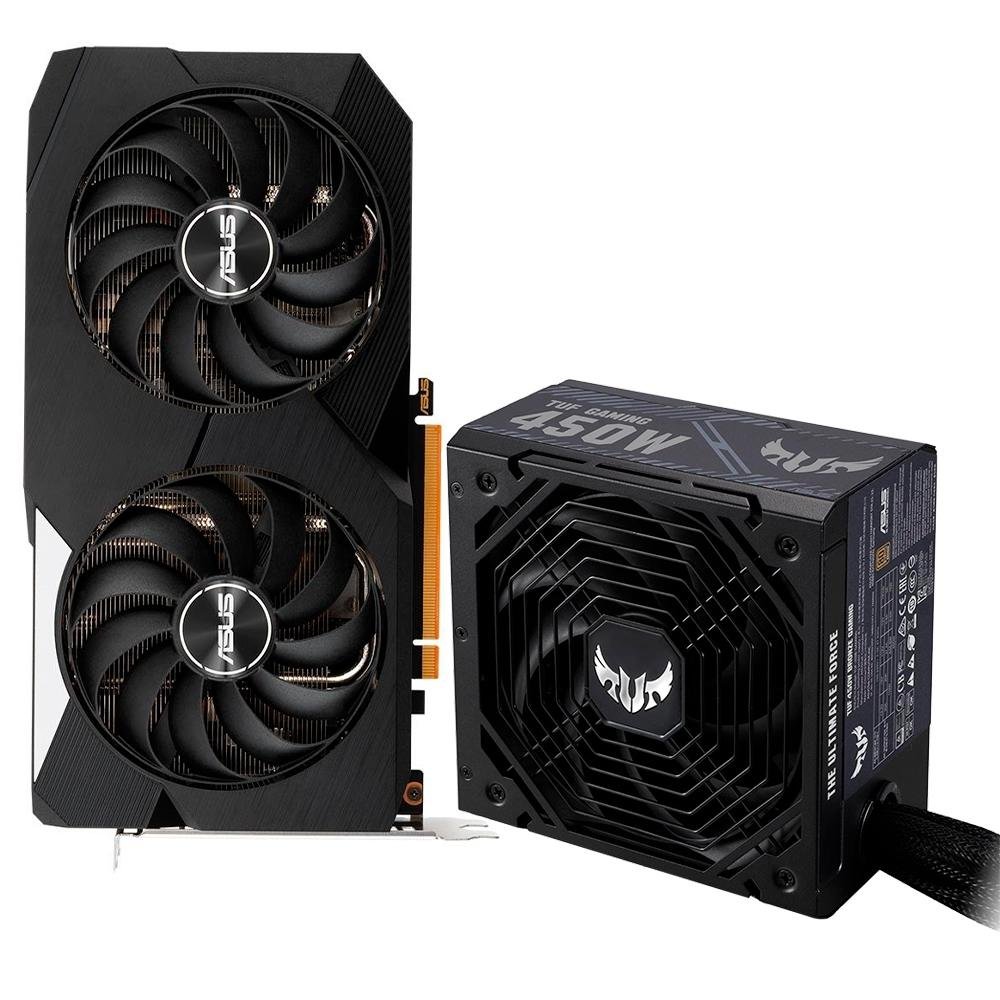 Kit Placa de Vídeo Asus Dual RX 6600 XT O8G + Fonte Asus TUF