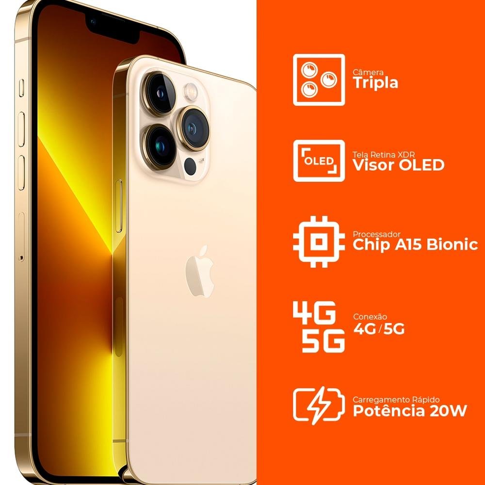 iPhone 13 Pro Max de 256GB, Dourado, 5G | KaBuM!