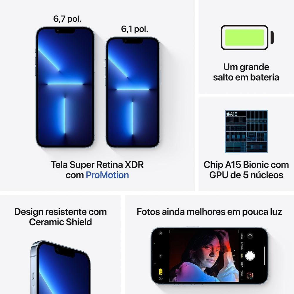 iPhone 13 Pro, 128GB, Azul Sierra, 5G | KaBuM!